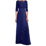 Royalblaue Elegante Halblangärmelige Maxi Lange Abendkleider aus Chiffon Handwäsche für Damen Größe S für den für den Winter 