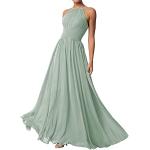 Hellgrüne Ärmellose Maxi Abendkleider rückenfrei aus Chiffon Handwäsche für Damen Größe S für den für den Winter 