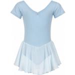 Hellblaue Kurzärmelige Tanzmuster Chiffonkleider für Kinder mit Glitzer aus Chiffon für Mädchen Größe 170 