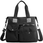 Schwarze Damenschultertaschen & Damenshoulderbags mit Riemchen mit Außentaschen 
