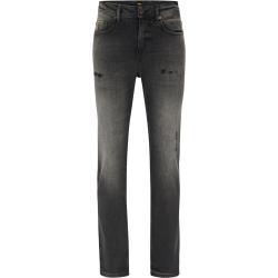 Tapered-Fit Jeans aus bequemem Stretch-Denim mit schwarzer Schwefelwaschung