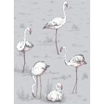 Pinke Glatte Vliestapeten mit Flamingo-Motiv 