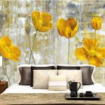 Gelbe Moderne Mohn-Fototapeten mit Blumenmotiv 