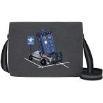 Schwarze getDigital Doctor Who Tardis Messenger Bags & Kuriertaschen mit Reißverschluss für Herren klein 