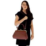 Lila Unifarbene Retro Lederhandtaschen mit Reißverschluss aus Glattleder für Damen 