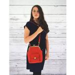 Rote Retro Damenschultertaschen & Damenshoulderbags aus Leder 