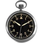 Schwarze Schweizer ARISTO Handaufzug Taschenuhren satiniert aus Edelstahl mit Mineralglas-Uhrenglas 