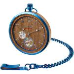 Blaue Runde Herrentaschenuhren aus Edelstahl mit Analog-Zifferblatt mit arabischen Ziffern mit Rubin mit Nachtleuchtfunktion mit Mineralglas-Uhrenglas 