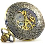 Taschenuhr mechanisch Handaufzug Uhr Antik Gold Sammler Herrenuhr Skelett Glasboden graviert