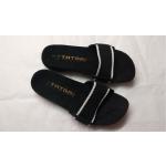 Tatami Cosima Damen Slipper Sandale Gr. 37 schwarz Textil Leder NEU 836073