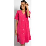 Reduzierte Pinke Bestickte TAUBERT V-Ausschnitt Sommerkleider aus Baumwollmischung für Damen Größe S 