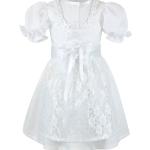 Weiße Kinderfestkleider mit Knopf aus Spitze für Babys Größe 68 