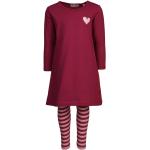 Dunkelrote Langärmelige Kinderkleider A-Linie mit Glitzer aus Jersey für Mädchen Größe 110 