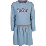 Blaue Langärmelige Kinderlangarmkleider mit Glitzer aus Baumwolle für Mädchen Größe 134 