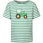 Grüne Gestreifte Kinderstreifenshirts mit Traktor-Motiv aus Baumwolle Größe 122 für den für den Sommer 