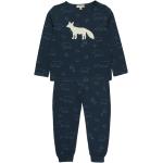 Dunkelblaue Lange Kinderschlafanzüge mit Fuchs-Motiv aus Jersey für Jungen Größe 146 