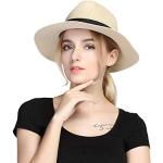Reduzierte Khakifarbene Panamahüte aus Stroh 58 für Damen Größe 3 XL für den für den Sommer 