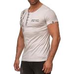 Tazzio Herren T-Shirt Polo Kurzarm mit Stylischem Knebelverschluss V-Ausschnitt 4050-1 Grau S