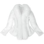 Weiße Gesteppte Elegante Mini Webpelzjacken aus Kunstfell mit Kapuze für Damen Größe XL für den für den Herbst 