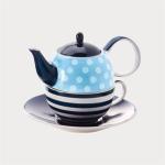Blaue Tea for one aus Keramik 4-teilig 