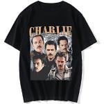 Schwarze Oversize Kurzärmelige Twilight Charlie Swan T-Shirts aus Baumwolle für Herren Größe XL 