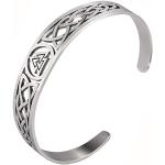 TEAMER Celtic Knot Armband Edelstahl Silber Manschette Armreif Aushöhlen Vintage Symbol Norse Amulett Schmuck für Frauen Männer