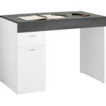 Tecnos Schreibtisch »Sliding«, Tischplatte ausziehbar, weiß, weiß Hochglanz /schiefer - schiefer