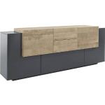 Anthrazitfarbene TECNOS Nachhaltige Sideboards matt aus Eiche mit Schublade Breite 200-250cm, Höhe 50-100cm, Tiefe 0-50cm 