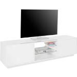 Reduzierte Weiße Moderne TECNOS Nachhaltige TV-Lowboards & Fernsehtische aus Holz Breite 150-200cm, Höhe 0-50cm, Tiefe 0-50cm 