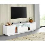 Reduzierte Weiße Moderne Inosign Nachhaltige TV-Lowboards & Fernsehtische aus Glas Breite 150-200cm, Höhe 0-50cm, Tiefe 0-50cm 