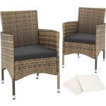 Dunkelgraue Moderne tectake Polyrattan Gartenstühle imprägniert aus Polyrattan Outdoor Breite 50-100cm, Höhe 0-50cm, Tiefe 50-100cm 2-teilig 