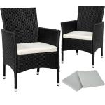Schwarze Moderne tectake Polyrattan Gartenstühle imprägniert aus Polyrattan Outdoor Breite 50-100cm, Höhe 0-50cm, Tiefe 50-100cm 2-teilig 