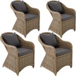 Braune tectake Polyrattan Gartenstühle aus Polyrattan Breite 50-100cm, Höhe 50-100cm, Tiefe 50-100cm 4-teilig 