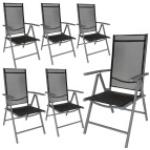 Anthrazitfarbene tectake Hochlehner-Gartenstühle aus Aluminium mit Armlehne Breite 50-100cm, Höhe 100-150cm, Tiefe 50-100cm 
