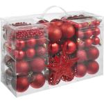 Rote tectake Christbaumkugeln & Weihnachtsbaumkugeln matt aus Kunststoff bruchsicher 32-teilig 