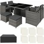 Tectake - Aluminium Rattan Sitzgruppe Manhattan 4+4+1 mit Schutzhülle - Gartenlounge, Terrassenmöbel, Rattan Lounge - grau