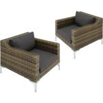 tectake Lounge Gartenmöbel & Loungemöbel Outdoor aus Aluminium rostfrei Breite 0-50cm, Höhe 0-50cm 2 Personen 