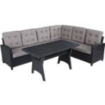 Schwarze tectake Catania Lounge Gartenmöbel & Loungemöbel Outdoor aus Polyrattan UV-beständig Höhe 0-50cm 