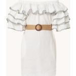 Reduzierte Weiße Ted Baker Mini Schulterfreie Sommerkleider aus Leinen für Damen Größe M 