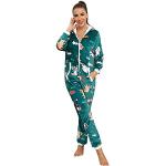 Grüne Camouflage Casual Pyjamas lang aus Jersey für Damen Größe M Große Größen für den für den Sommer 