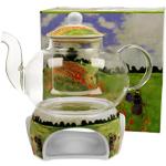 Motiv Claude Monet Runde Teekannen mit Stövchen aus Glas 