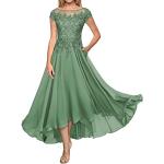 Pastellgrüne Kurzärmelige Maxi Lange Abendkleider aus Chiffon für Damen Größe XS für Hochzeitsgäste 