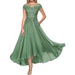Pastellgrüne Kurzärmelige Maxi Lange Abendkleider aus Chiffon für Damen Größe XS für Hochzeitsgäste 