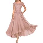 Rosa Kurzärmelige Maxi Lange Abendkleider aus Chiffon für Damen Größe S für Hochzeitsgäste 
