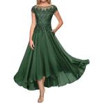 Dunkelgrüne Kurzärmelige Maxi Lange Abendkleider aus Chiffon für Damen Größe M für Hochzeitsgäste 
