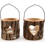 11 cm Teelichthalter aus Tannenholz zum Valentinstag 