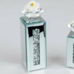 Silberne 18 cm Formano Teelichthalter aus Glas 