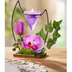 Lila bader Oster-Teelichthalter mit Tulpenmotiv 