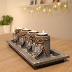 Reduzierte Weiße Landhausstil 9 cm Weihnachts-Teelichthalter aus Stein 