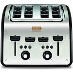 Reduzierte Schwarze Moderne Tefal Toaster aus Edelstahl mit 4 Scheiben 